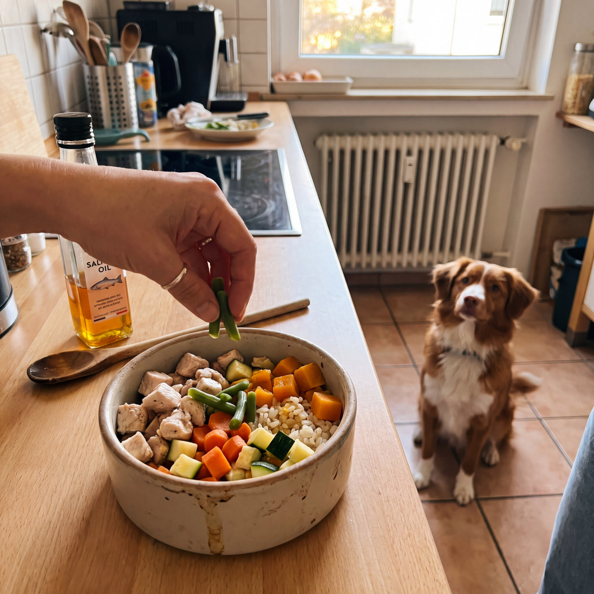 Selbst zubereitete Hundemahlzeit